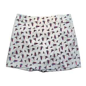 Talbots Womens Size 16 Sailboat Print Skort Skirt Shorts White Nautical Cotton